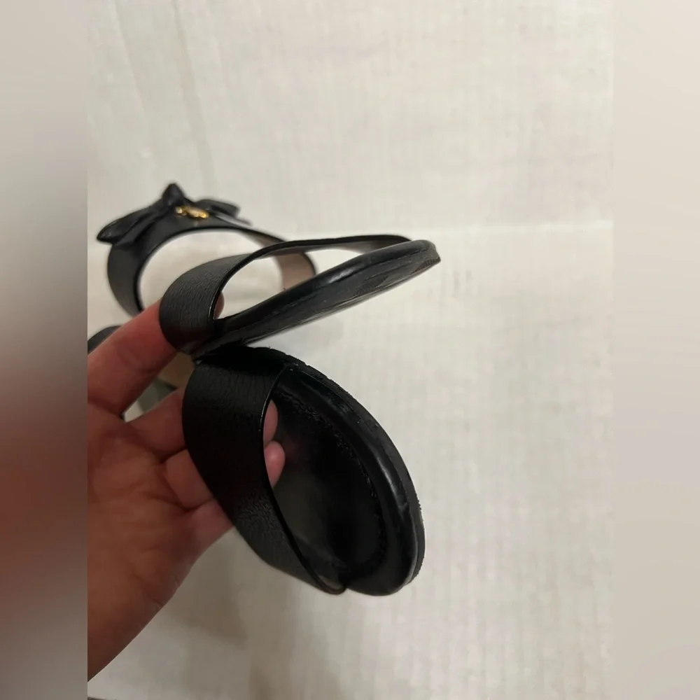 Kate Spade Leather Sandals Tulia Bow Slides Strappy Slip On Charm